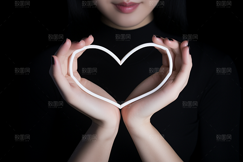 手势比心浪漫情人节摄影图
