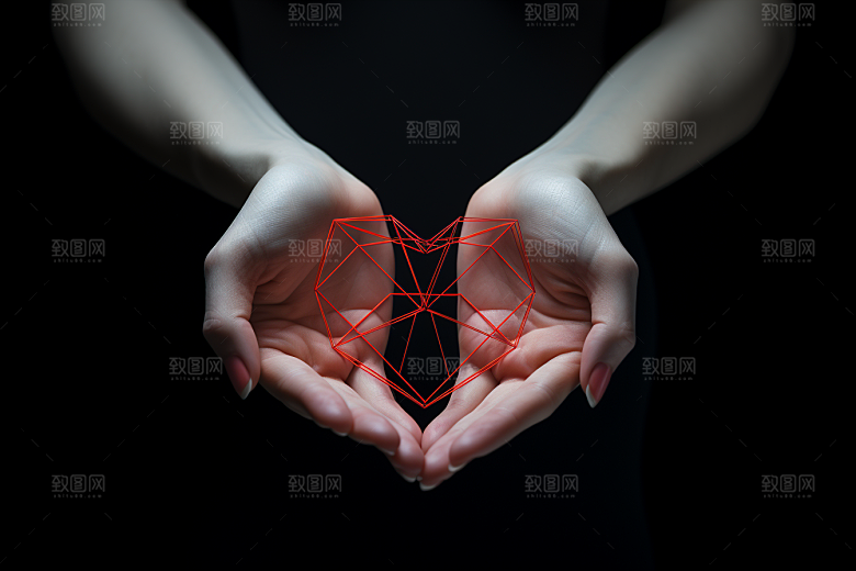 手势比心情人节浪漫摄影图