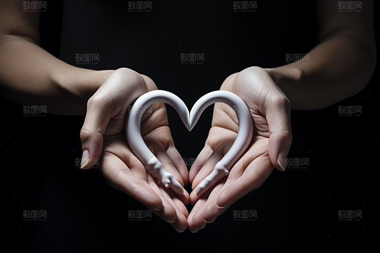 手势比心表白情人节摄影图