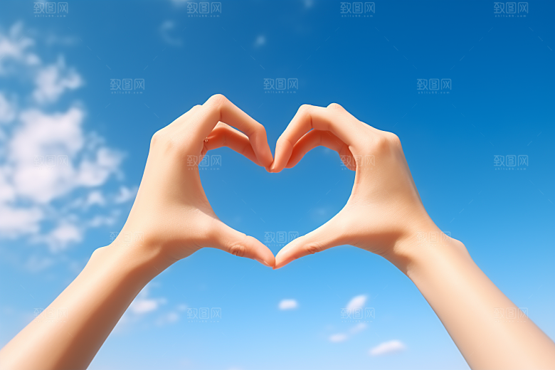 手势比心高清情人节摄影图