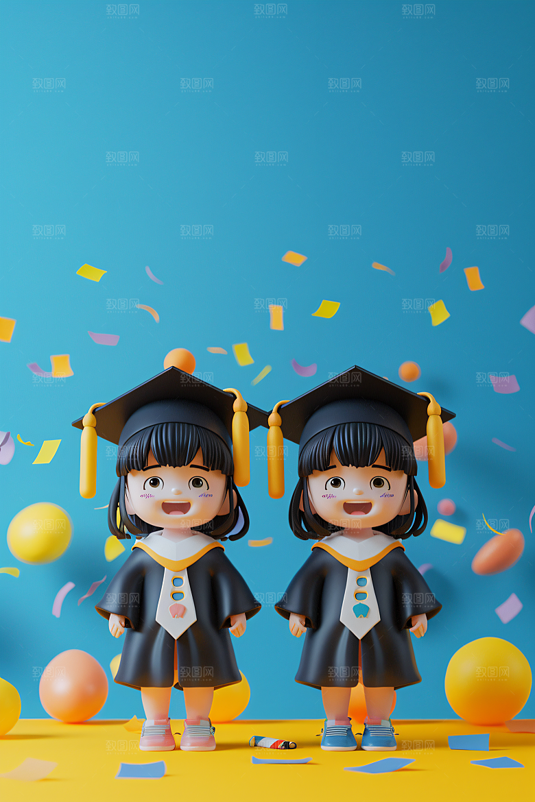 3D毕业生毕业季粘土人模型