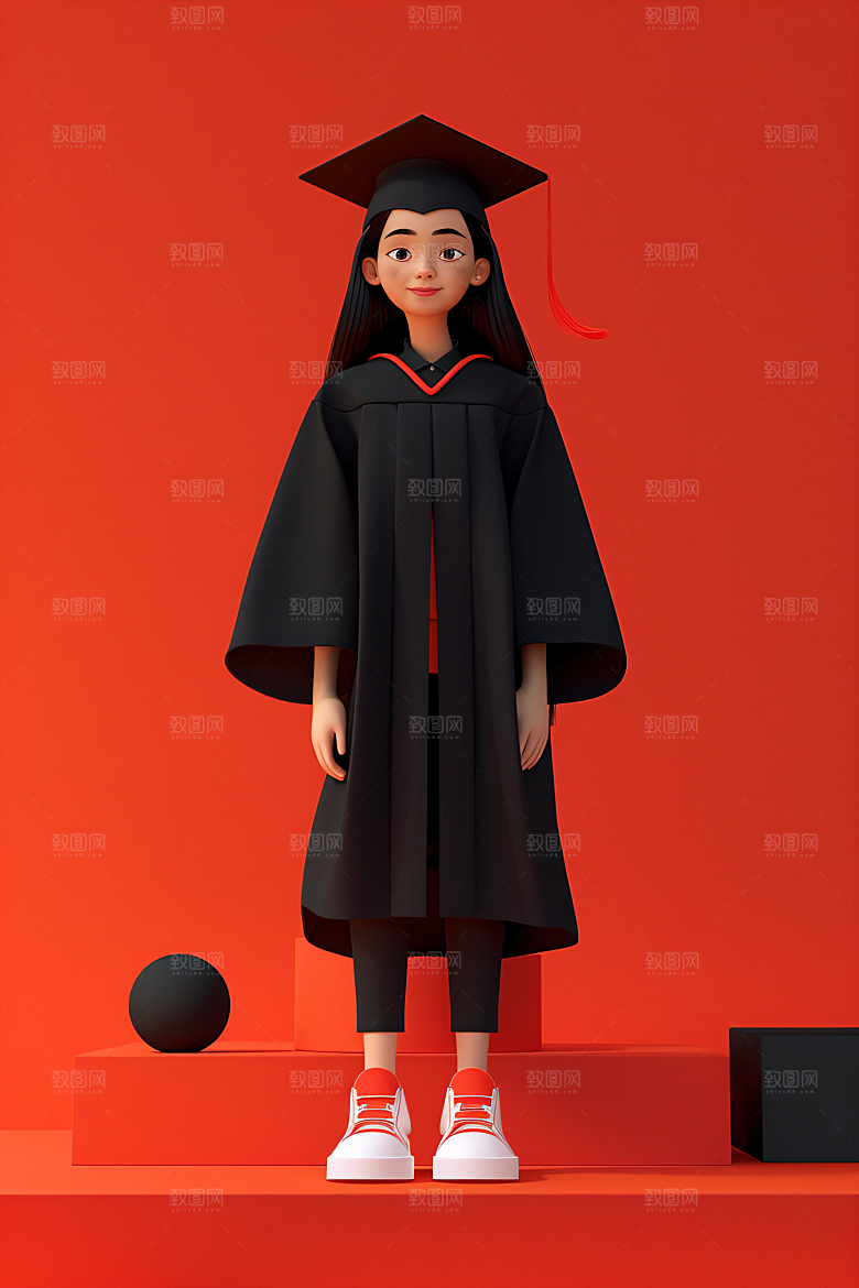 3D毕业生卡通立体模型