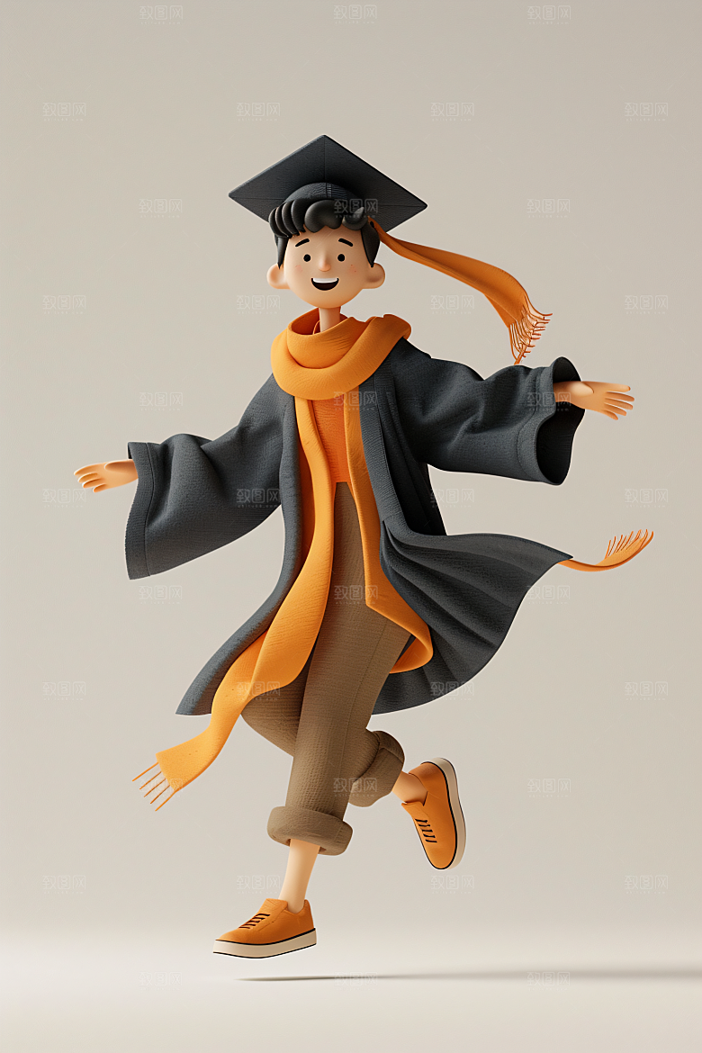 3D毕业生全身照学生模型