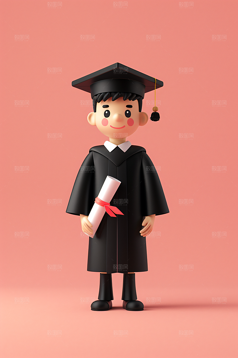 3D毕业生全身照学生模型