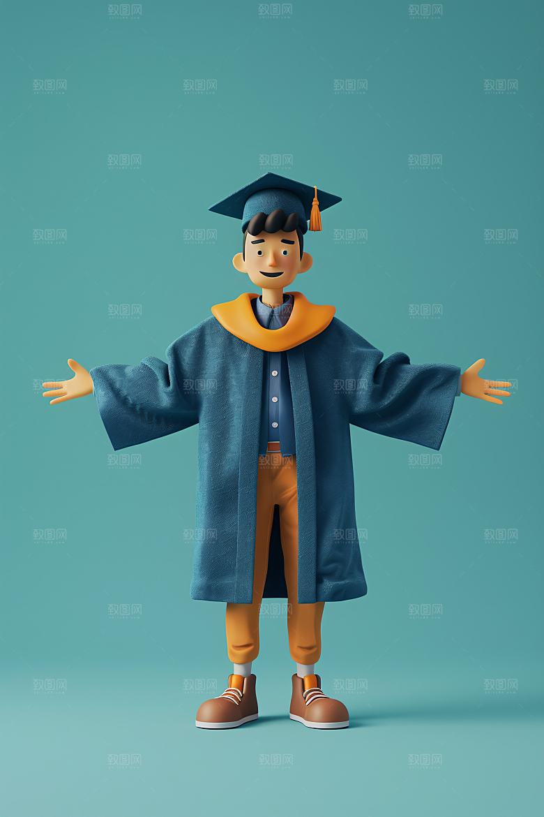 3D毕业生学生高清模型