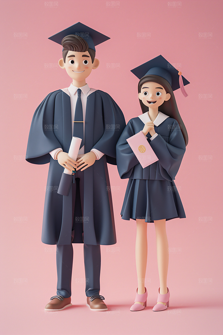 3D毕业生卡通肖像模型