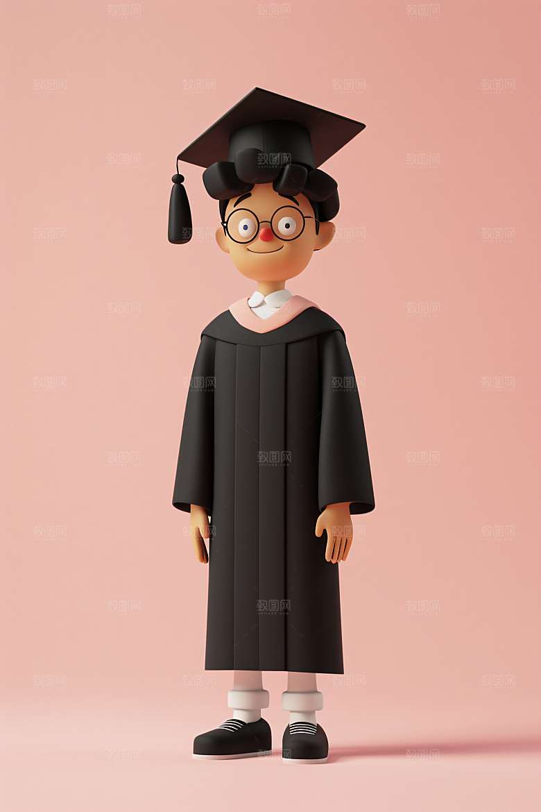 3D毕业生学生全身照模型
