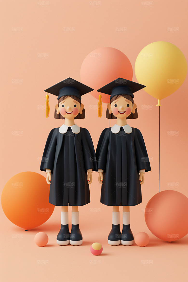 3D毕业生学生全身照模型
