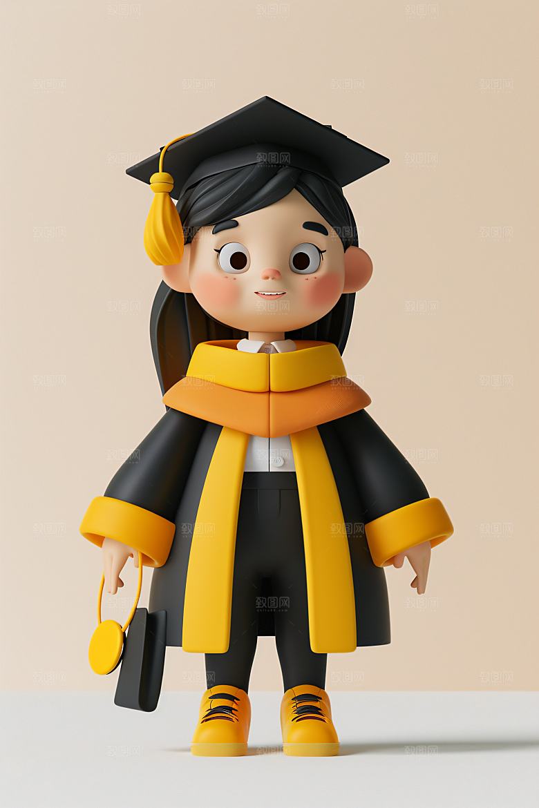 3D毕业生全身照学生模型