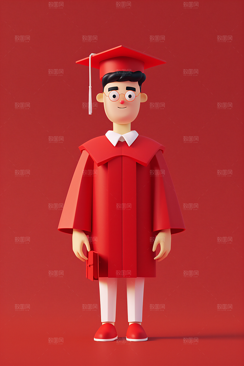 3D毕业生卡通毕业季模型