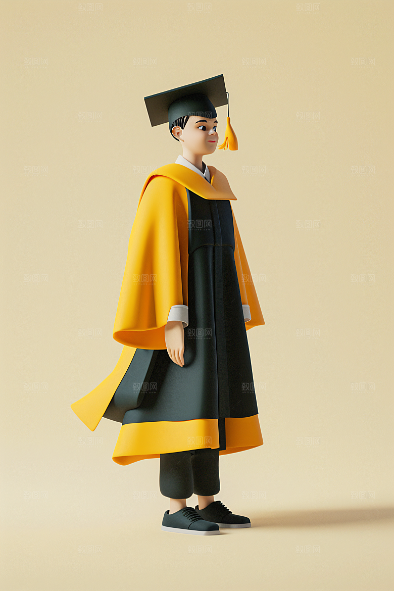 3D毕业生C4D纯色背景模型