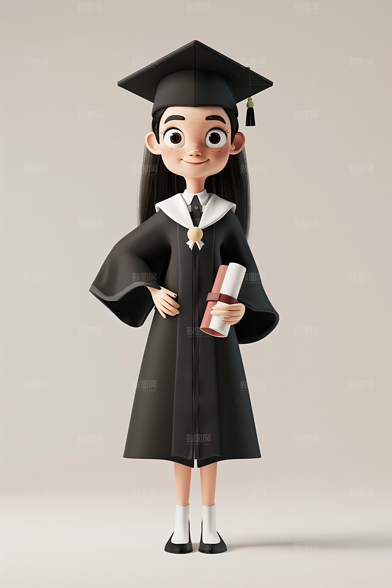 3D毕业生粘土人人物模型