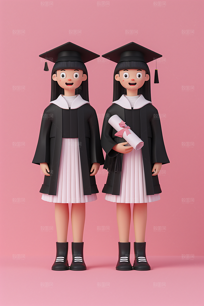 3D毕业生毕业季人物模型