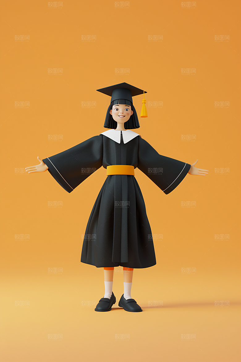 3D毕业生全身照立体模型