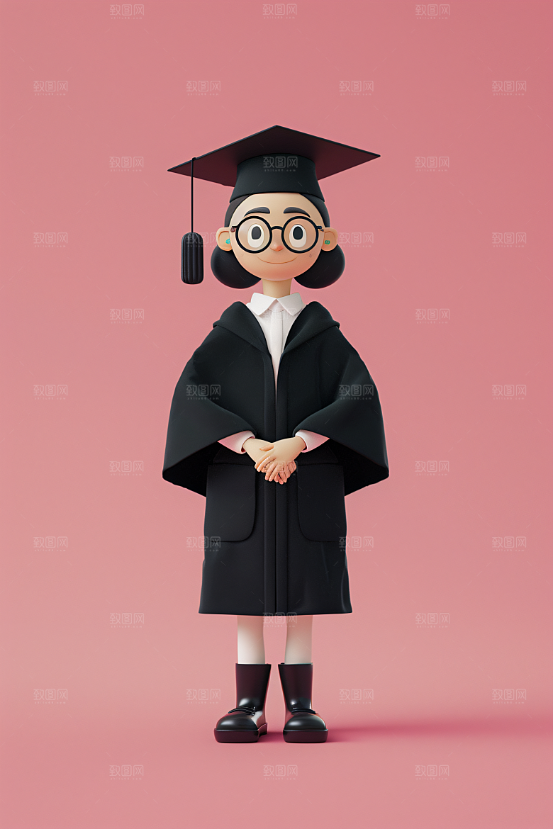 3D毕业生高清学生模型
