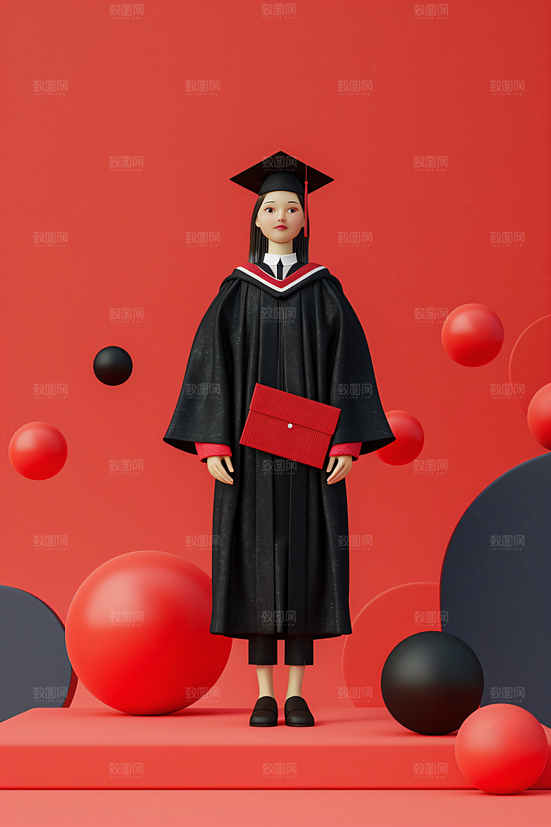 3D毕业生形象学生模型