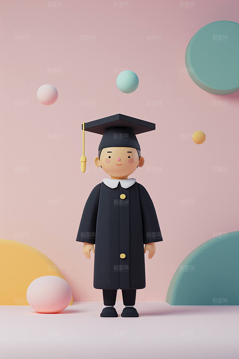 3D毕业生学生肖像模型