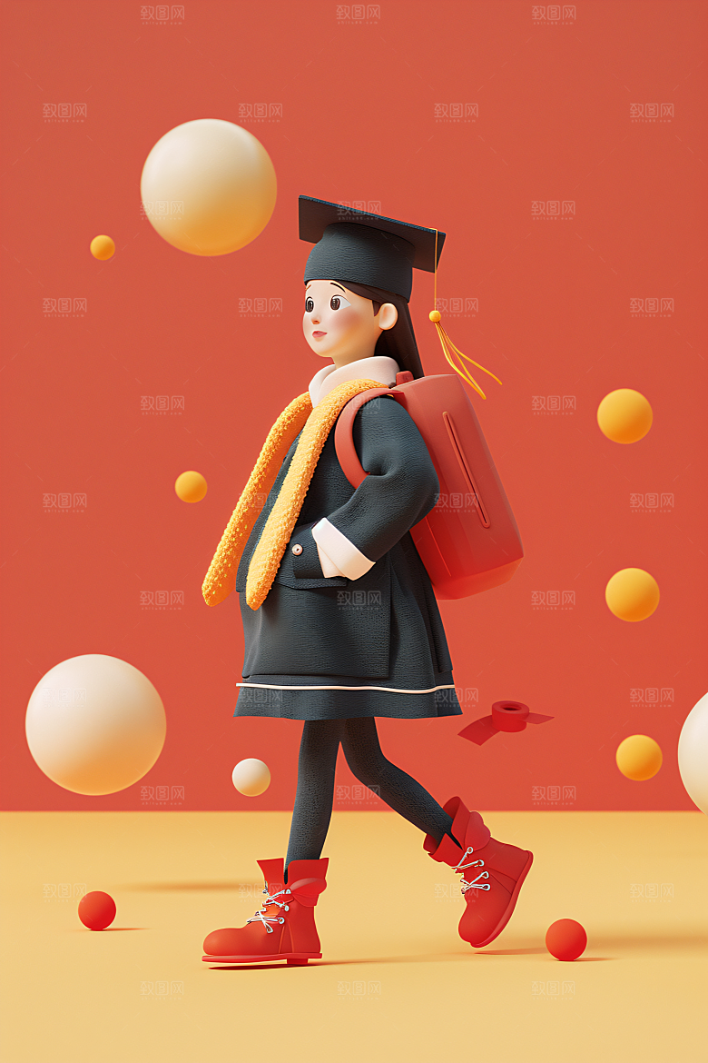 3D毕业生毕业季粘土人模型