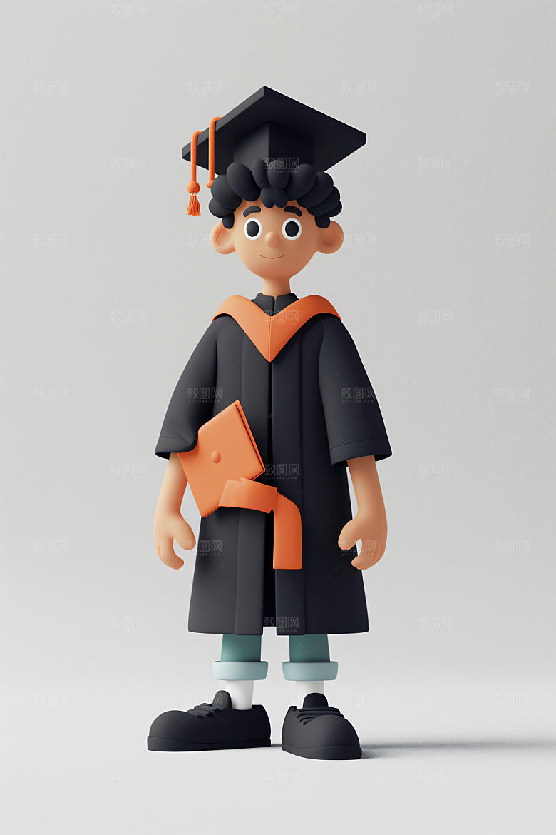 3D毕业生学生肖像模型