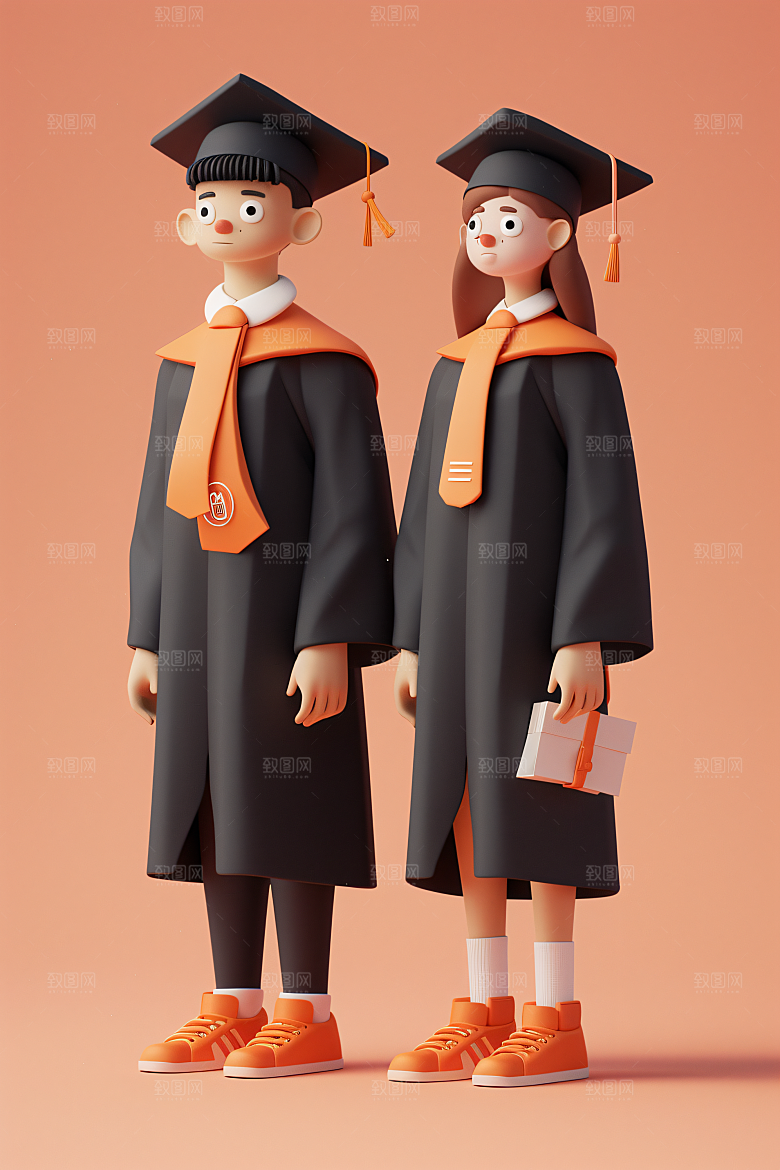 3D毕业生肖像学生模型