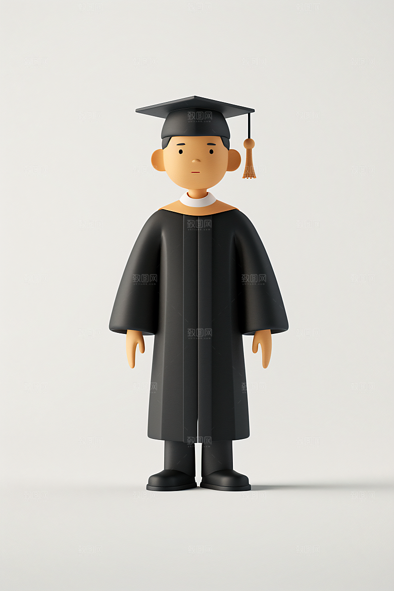 3D毕业生学生粘土人模型