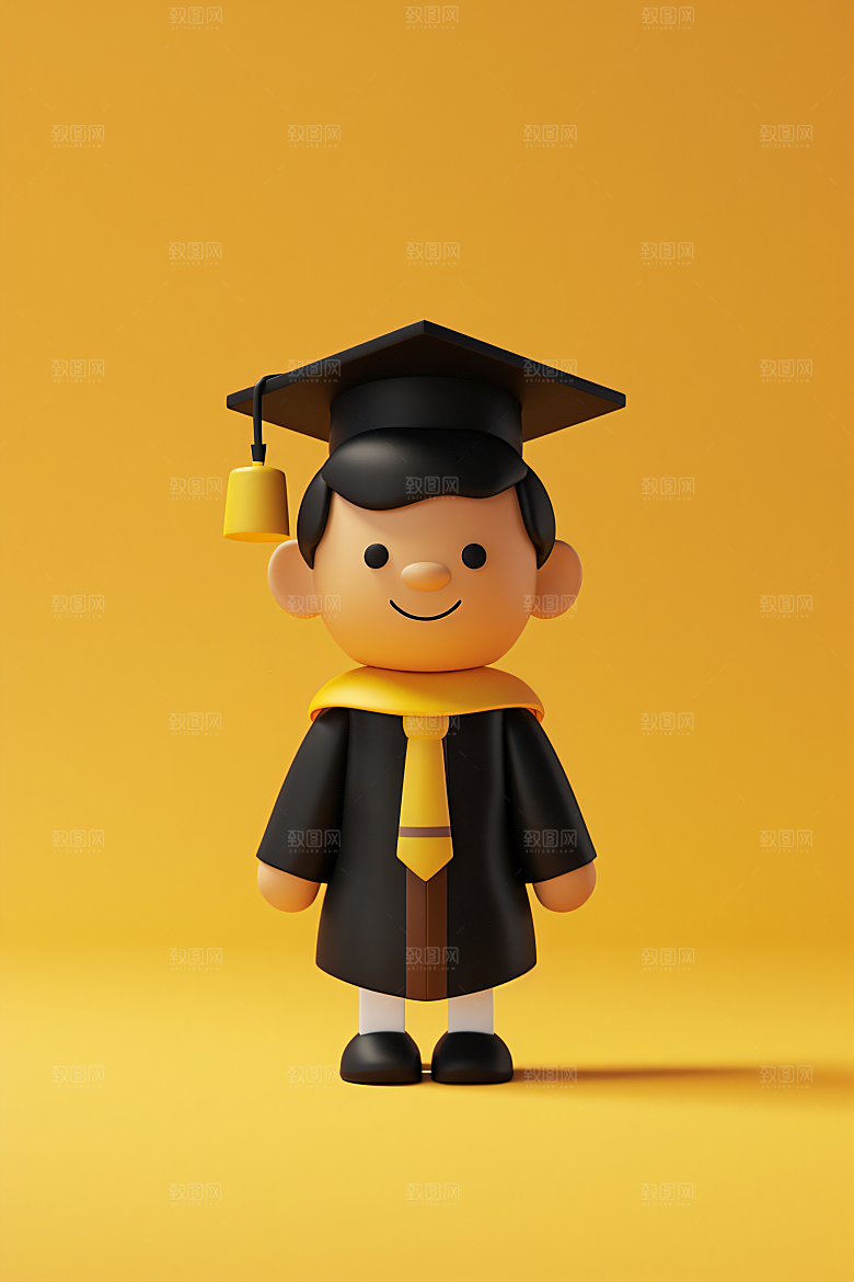 3D毕业生粘土人学生模型