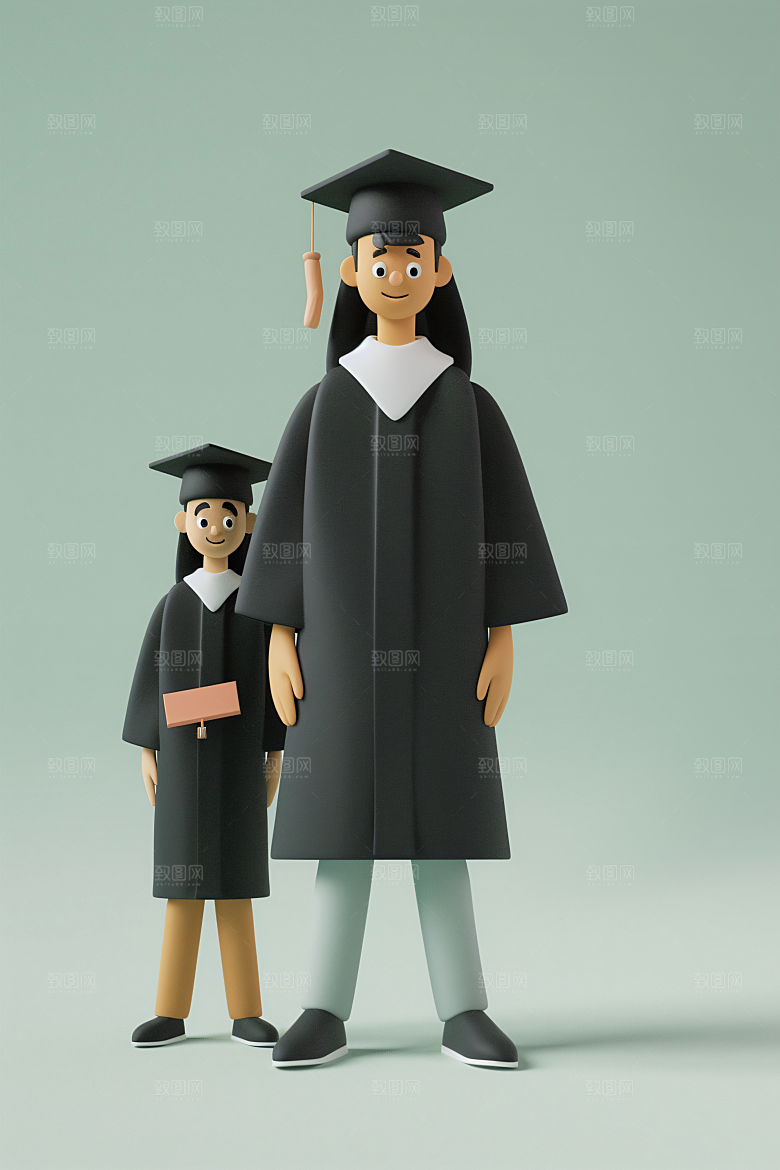 3D毕业生学生粘土人模型