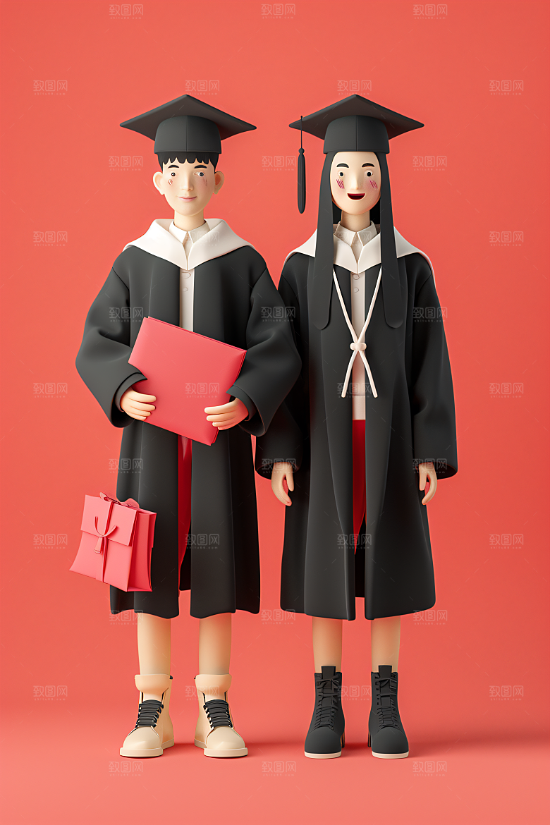 3D毕业生毕业季立体模型
