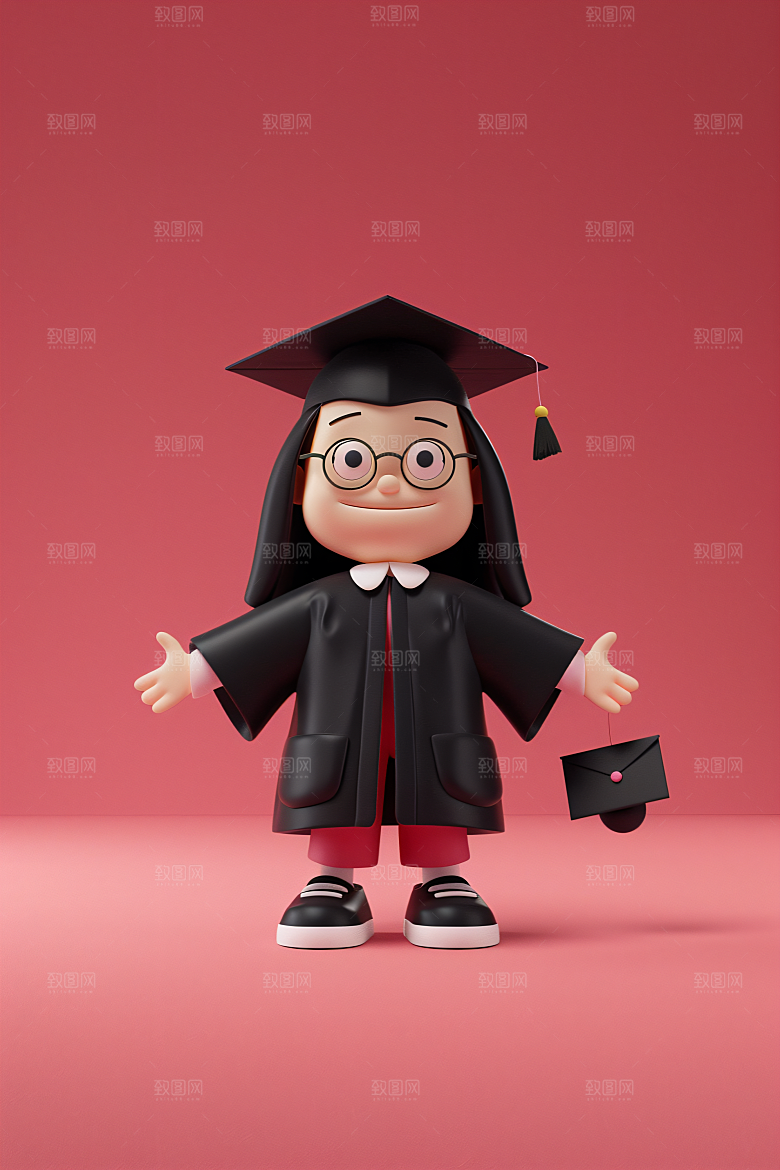 3D毕业生立体学生模型