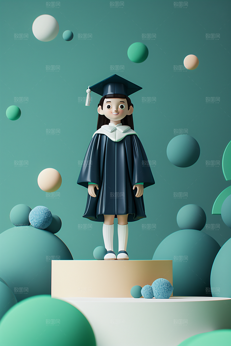 3D毕业生卡通肖像模型