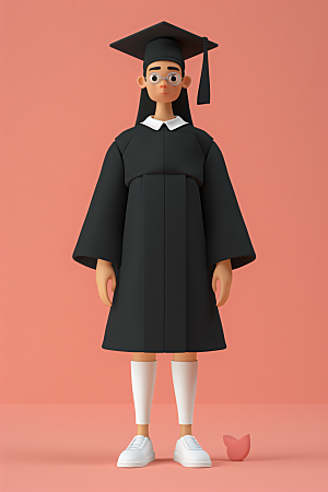 3D毕业生粘土人肖像模型