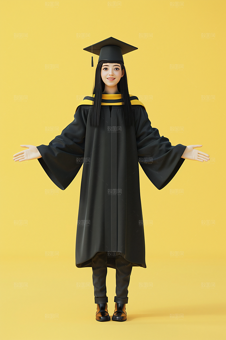 3D毕业生高清立体模型