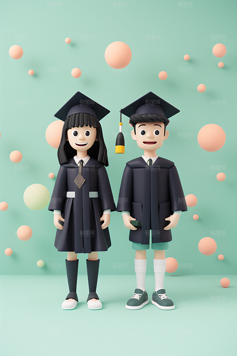 3D毕业生肖像学生模型