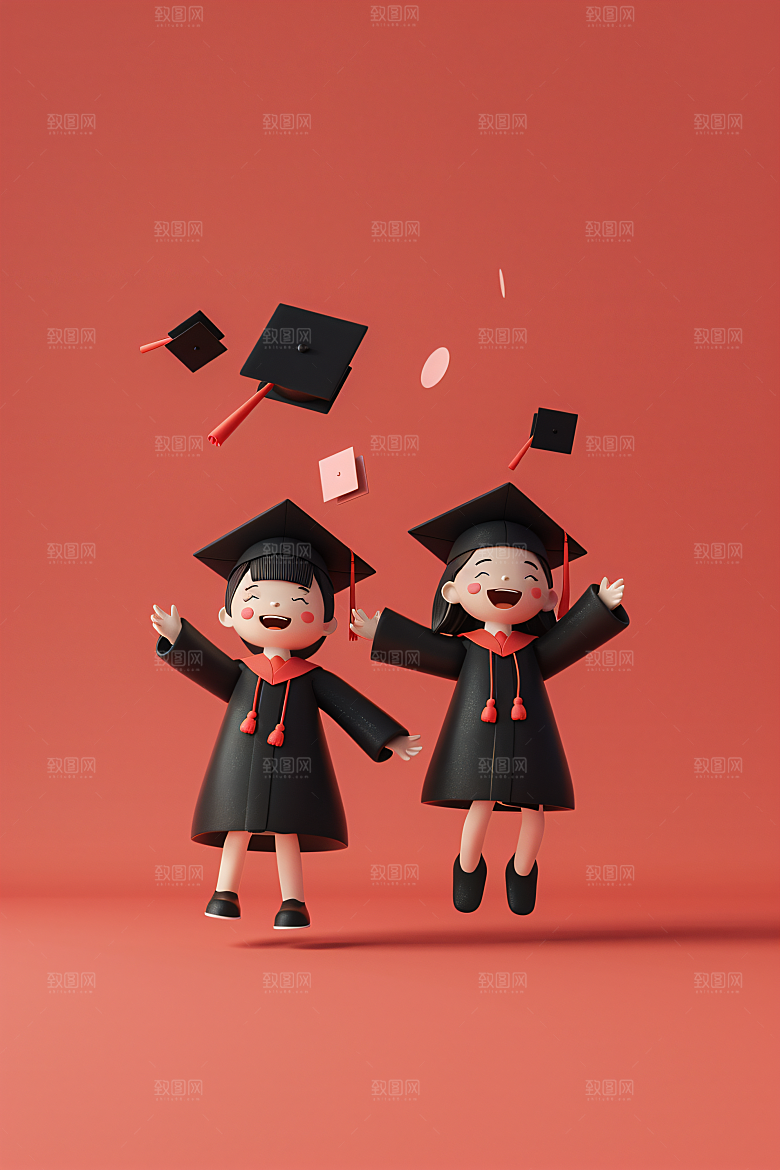 3D毕业生C4D纯色背景模型