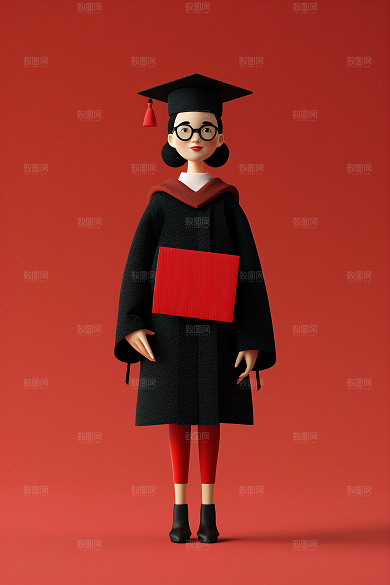 3D毕业生学生肖像模型