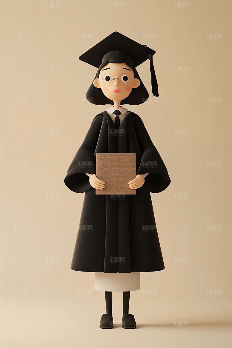 3D毕业生学生全身照模型