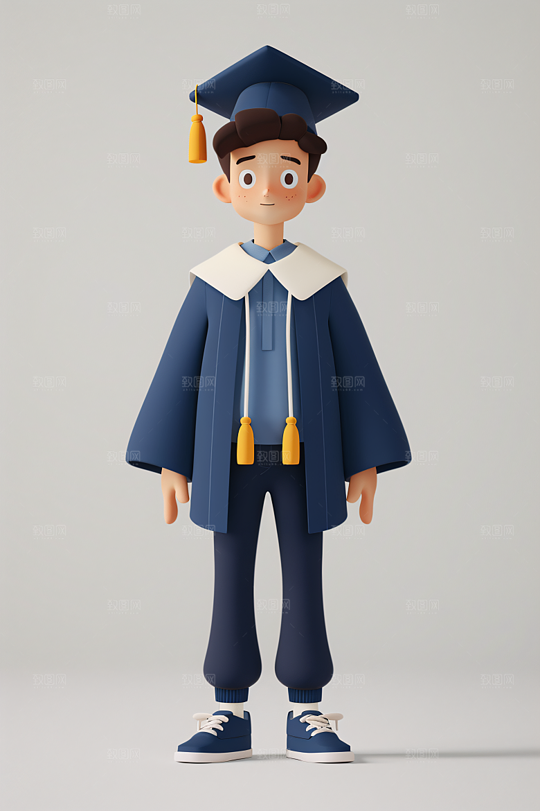 3D毕业生粘土人C4D模型