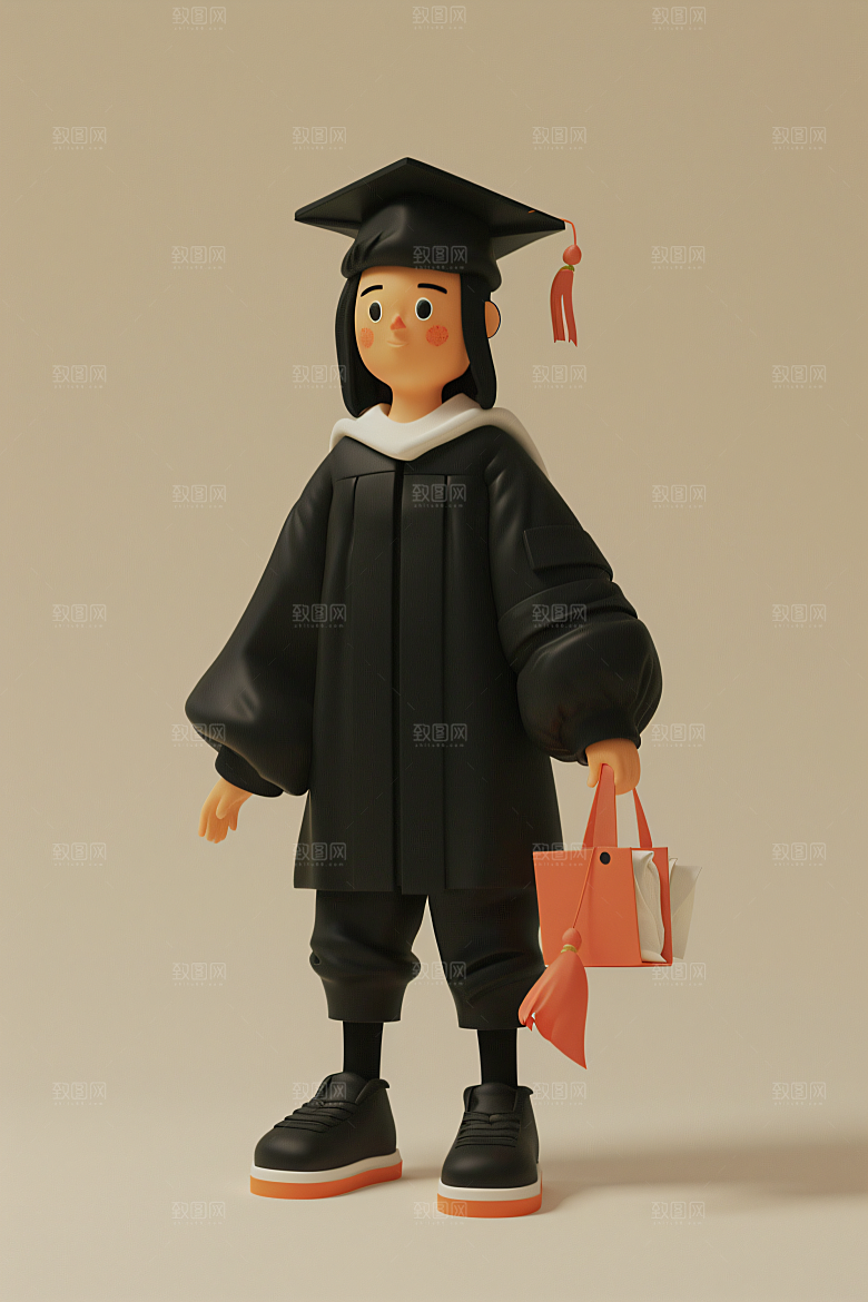 3D毕业生学生粘土人模型