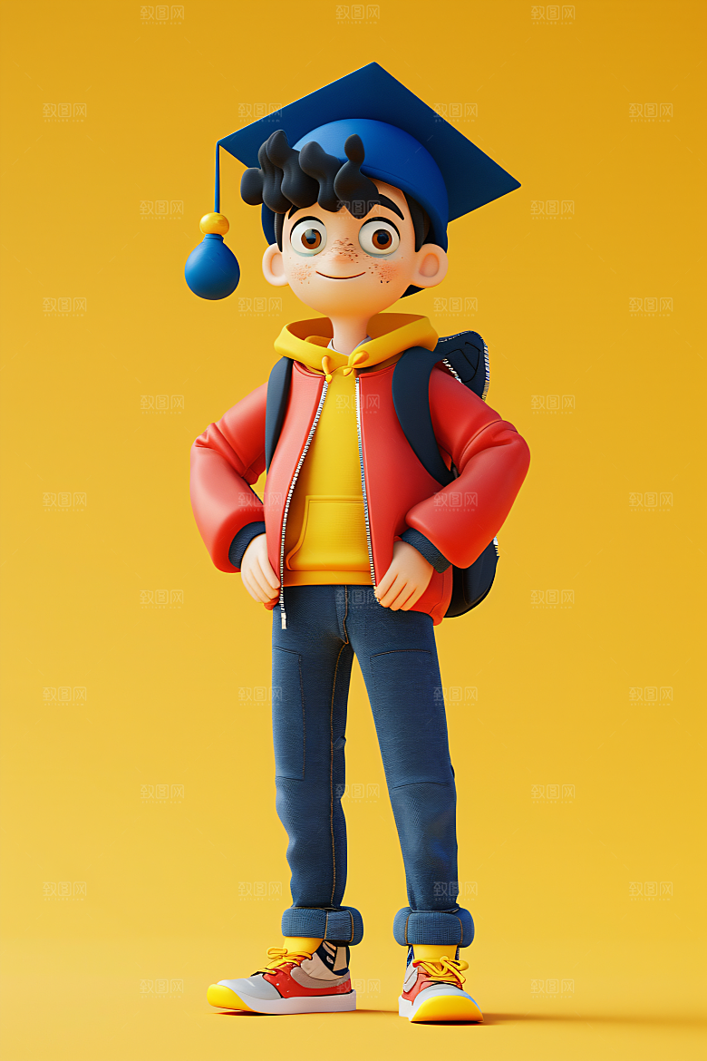 3D毕业生全身照高清模型