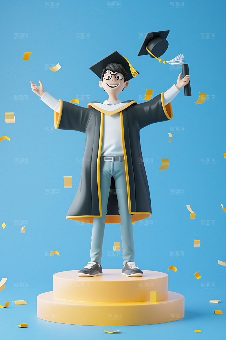 3D毕业生粘土人高清模型