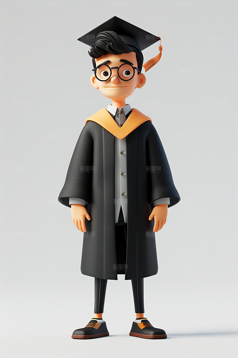 3D毕业生肖像学生模型