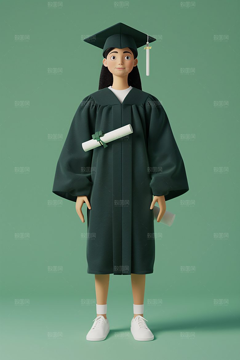 3D毕业生高清卡通模型