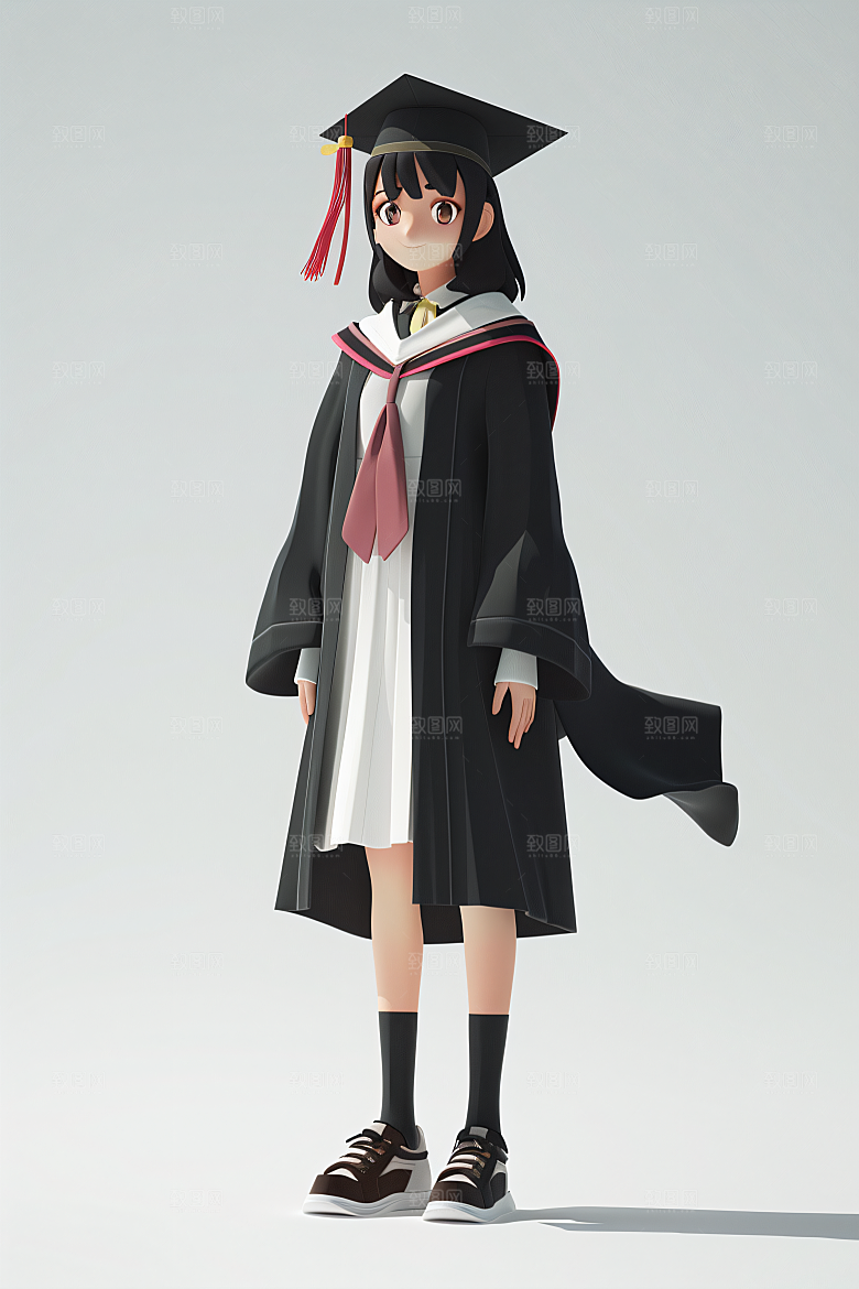3D毕业生毕业季学生模型