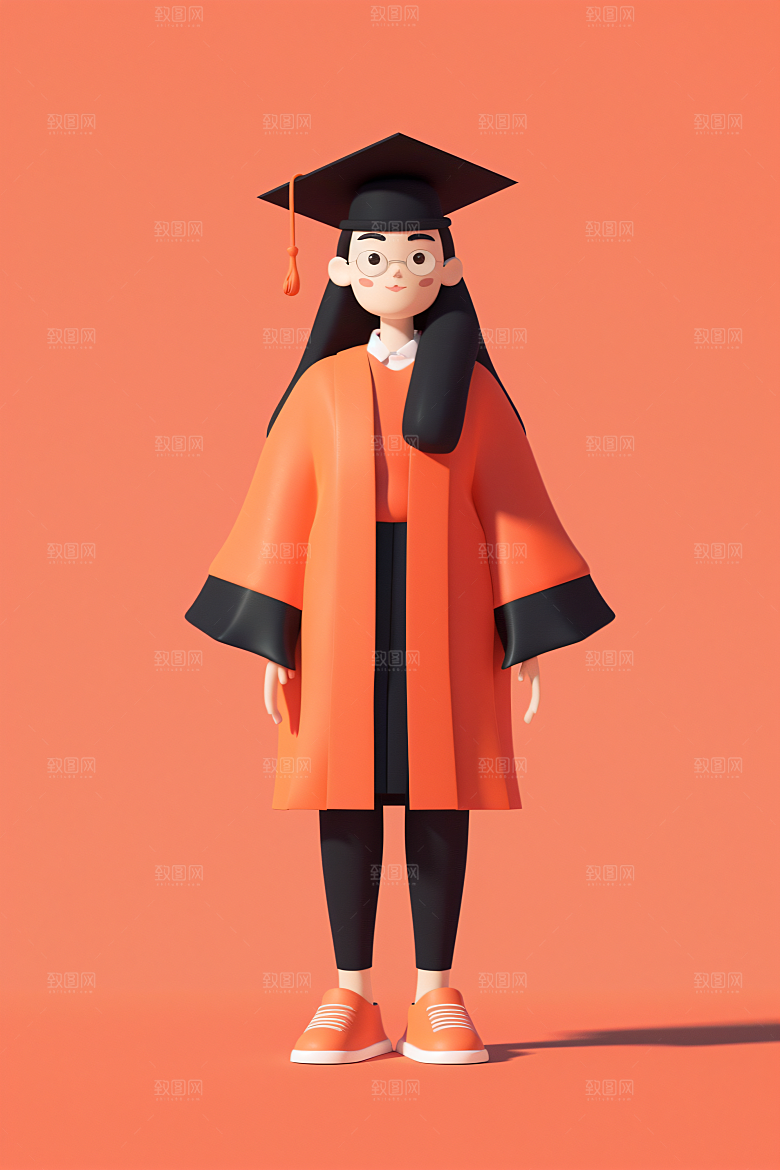 3D毕业生肖像学生模型