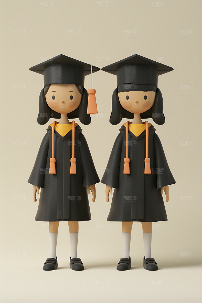 3D毕业生高清学生模型