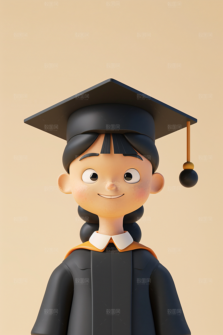 3D毕业生学生粘土人模型