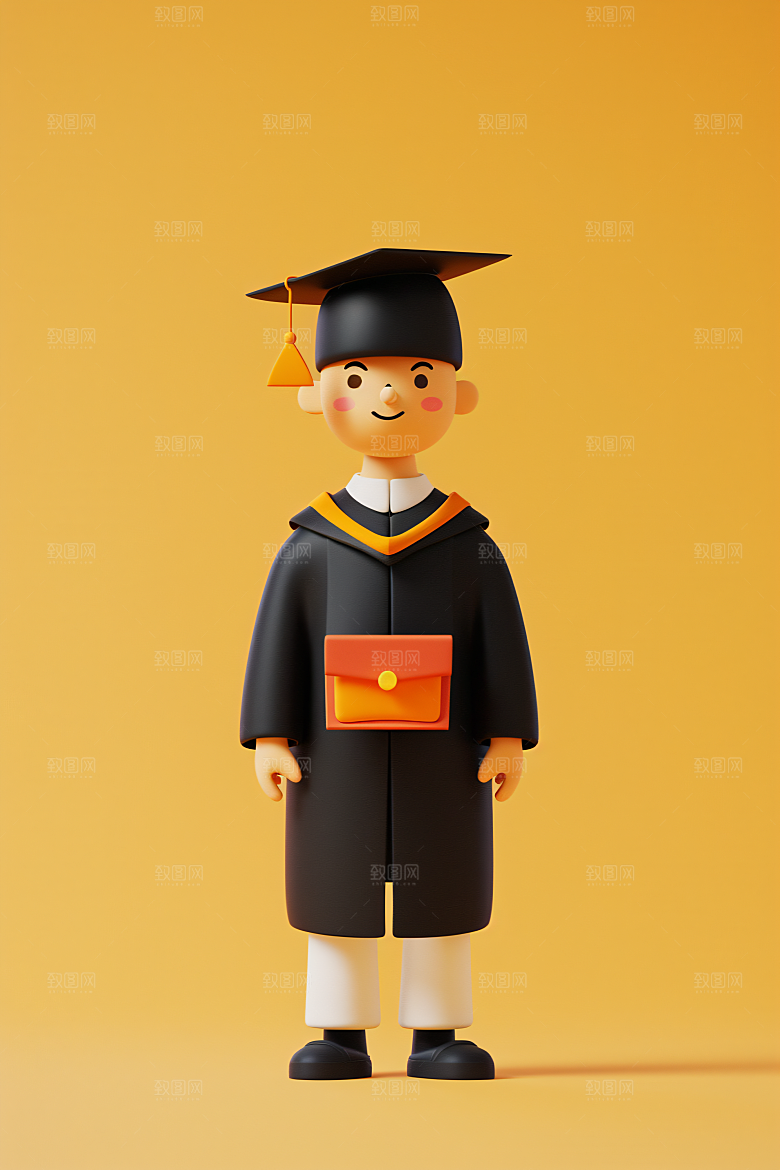 3D毕业生学生全身照模型
