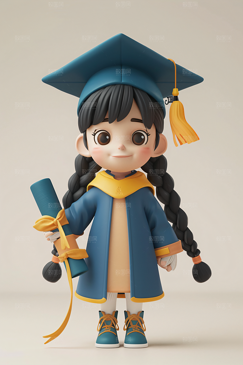 3D毕业生卡通C4D模型