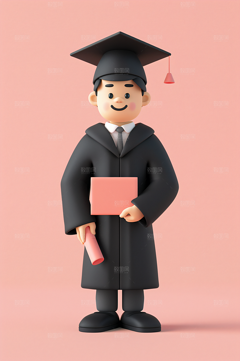 3D毕业生全身照学生模型