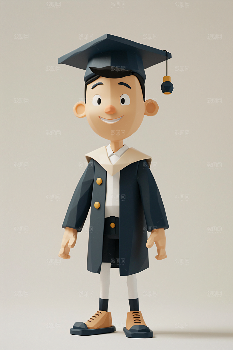 3D毕业生全身照学生模型
